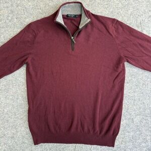 Filippo Riberti Sweater Mens Large Burgundy Cashmere Blend Quarter Zip Italy